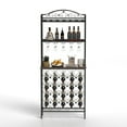 thumbnail image 3 of Industrial 3-Tier Freestanding Wine Rack Bar-Table with 3 Storage Shelves 10 Glass Holders 20 Bottles Wine Bar Cabinet for Liquor and Glasses for Home, 3 of 8