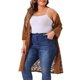 thumbnail image 4 of Cárdigans de mujer plus size Agnes Orinda, de encaje, ligeros, con mangas 3/4, cárdigans de cobertura 1X marrón, 4 of 6
