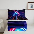 thumbnail image 4 of Manfei Abstract Lightsaber Comforter Set Twin Size,Geometric Lines Gradient Twin Comforter Sets Microfiber for Kids Teens Boys Girls,Video Game Gamepads Breathable Bedding Set, 4 of 7
