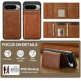 thumbnail image 5 of ELEHOLD Wallet Case for Google Pixel 9 / Pixel 9 Pro, Magnetic Back Cover Compatible with Mag-Safe, Premium PU Leather Shockproof Protective Case with Detachable Card Holder Kickstand,Brown, 5 of 11