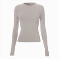 thumbnail image 4 of Towmus Womens Long Sleeve Shirts Crop Tops Crew Neck Going Out Basics Tees Trendy Winter Clothes, 4 of 5