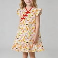 thumbnail image 2 of Bxsruta Girls 2-8 Years Chinese Cheongsam Dress Long Sleeve Summer Party Princess Dress Soft Stretchy, 2 of 7