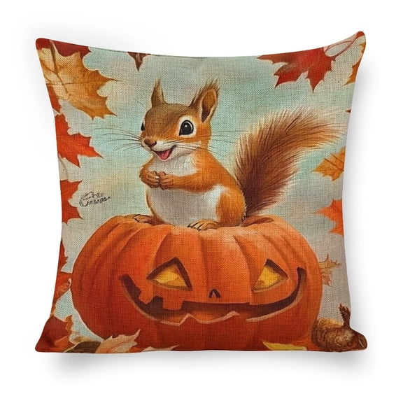 squirrel pumpkin falllinen toss pillowcase decoration pillowcase gifting preferred 24x24 inch cushion cover sofa pillowcase sofa bedroom living room car
