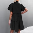 thumbnail image 3 of Vestidos con cuello en V vestido corto suelto y transpirable para mujer cómodo cordón frontal para verano fiesta compras escuela ANGGREK Otros, 3 of 5