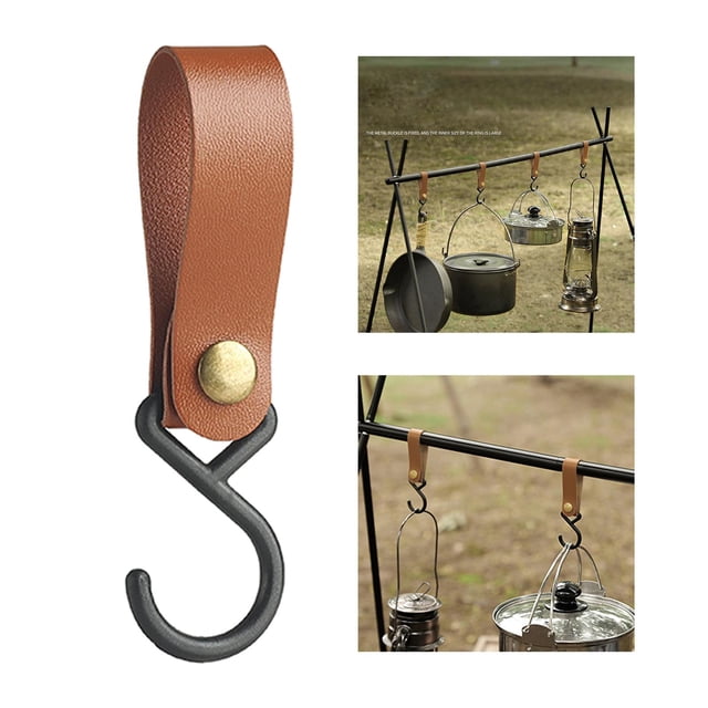 Ganchos para colgar, ganchos portátiles para acampar, para pescar, utensilios de cocina, viajes, 8 Uds. Marrón