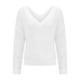thumbnail image 2 of Vedolay Women's 2023 Tops Womens Crop Tops Casual Long Sleeve Knit Cropped Sweatshirts Pullover Sweater,White S, 2 of 4