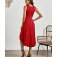 thumbnail image 3 of Women's Summer Dresses Sleeveless Ruched Waist A Line High Low Midi Cocktail Dress, 3 of 7