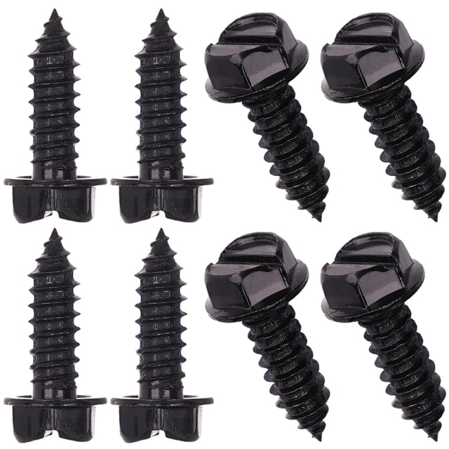 Black License Plate Screws Rust-proof Finish - 8 Pcs | Premium Eco-Friendly Srews for Front & Rear Plates