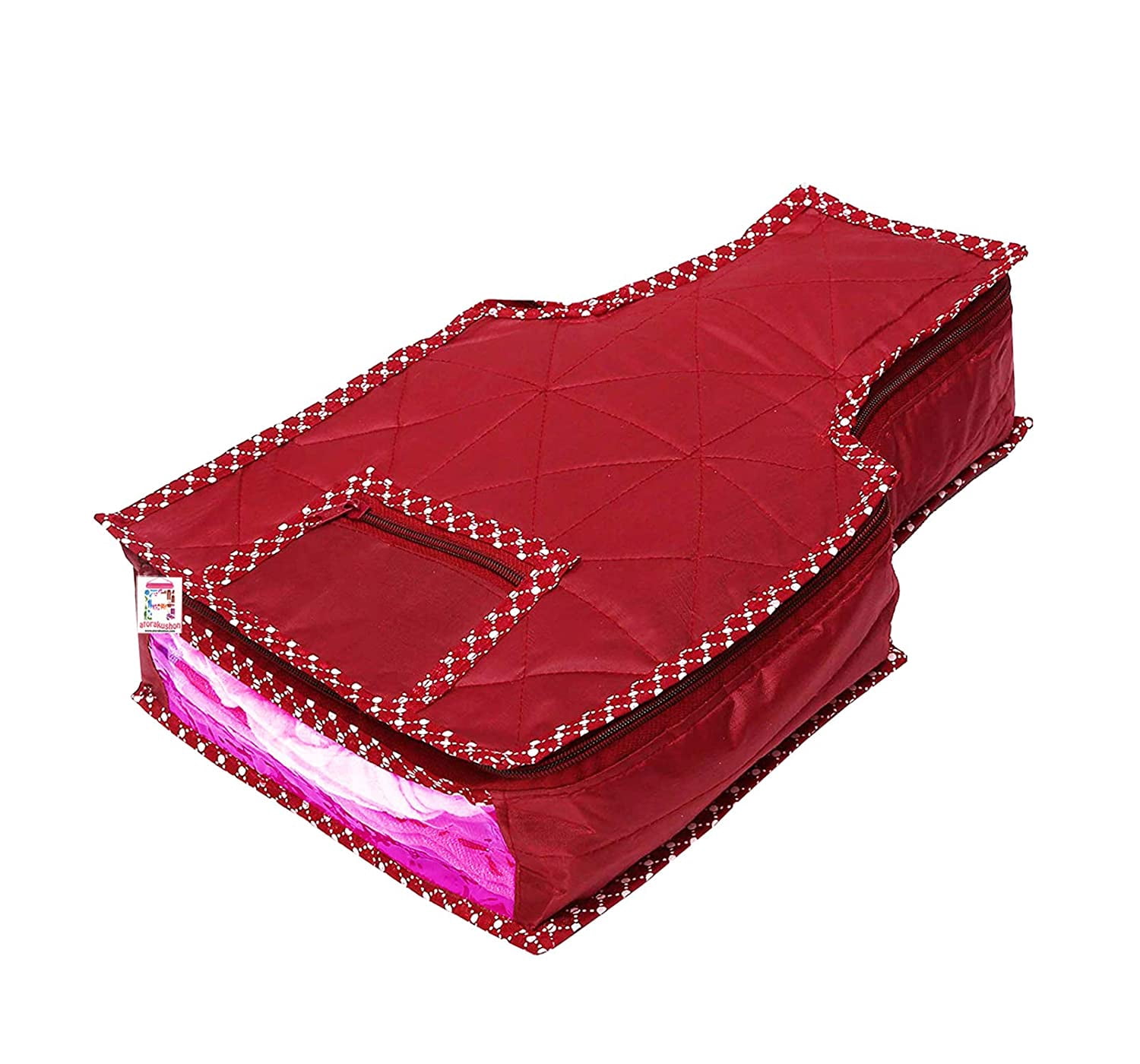 atorakushon Parachute Fabric Blouse Garments Cover Clothes Storage Bag Wardrobe With Double Zip Lock Set of 4 Maroon