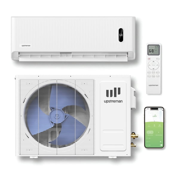 Upstreman 12000 BTU Mini Split Air Conditioner & Heater, Inverter Split AC Wall Mounted 230V 18 SEER2 Ductless AC Unit Cools Rooms up to 750 Sq. Ft, No Vacuuming Required, Pre-Charged System