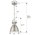 8 inch Brushed Nickel Modern Mini Pendant Light Hanging Light with