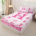 thumbnail image 2 of Homewish Princess Letter H Zipper Full Size Comforter Sets with Fitted Sheet and 2 Pillowcases, Cute Ribbon Zipper Bedding Set, Pink Reversible, Pink Reversible, 4 Pieces, 2 of 6