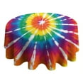 thumbnail image 4 of Colorful Rainbow Tie Dye Spiral Pattern Round Tablecloth 60"x60",Wrinkle Wipeable Table Cloth for Kitchen Dining Room Picnic Patio Party, 4 of 6