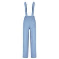 thumbnail image 5 of Womens Light Blue Suspenders Wide Leg Pants High Waisted Palazzo Pants Wrinkle Resistant for Business Casual,Size XL, 5 of 9