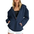 thumbnail image 2 of Jamicy Lightweight Jackets for Women Gift for Women Fleece Jackets Full Zip Up Hoodies Oversized Coats Comfort Shacket Outerwear With Pockets, 2 of 6