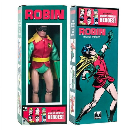 dc comics mego style boxed 8 inch action figures: robin (removable mask)