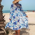 thumbnail image 5 of Fewfanhot Women's Floral Print Swimsuit Set, Long Sleeve Cover-Up with Matching Top and High-Waist Bottoms Swimwear, 5 of 9