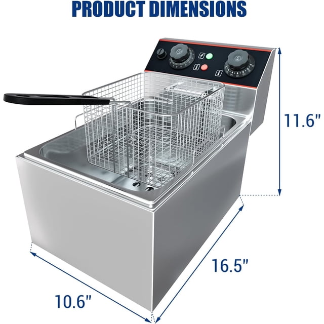 OUYAWEI Friteuse Électrique Commerciale 6 L 1 Panier Acier Inoxydable Température Réglable Maison Cuisine