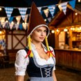 thumbnail image 3 of Oktoberfest Pointed Gnome Hat With Braids, Non‑Woven Bavarian Maid Costume Headpiece For Themed Party Cosplay Events, 3 of 5