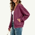 thumbnail image 4 of Otvok Zip‑Up Loose Sweatshirts Coat, Women Baseball Collar Long‑Sleeve Daily‑Wear Outerwear, 4 of 7