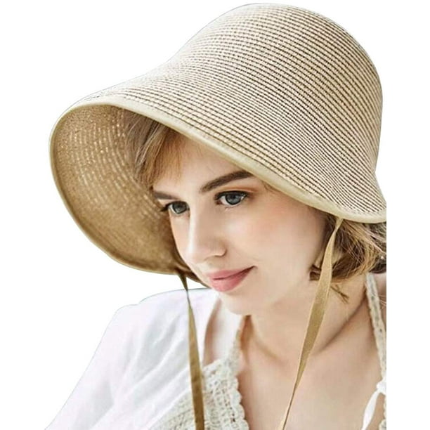 Comhats Beach Summer Straw Sun Hat for Women UV Protection UPF Visor  Fashion Outdoor Fishing Ladies Beige