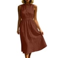 thumbnail image 3 of Kojanyu Women's Sleeveless High Neck Button Down Maxi A-Line Dresses Cotton Casual Flowy Long Summer Vacation Dresses with Pockets, 3 of 8