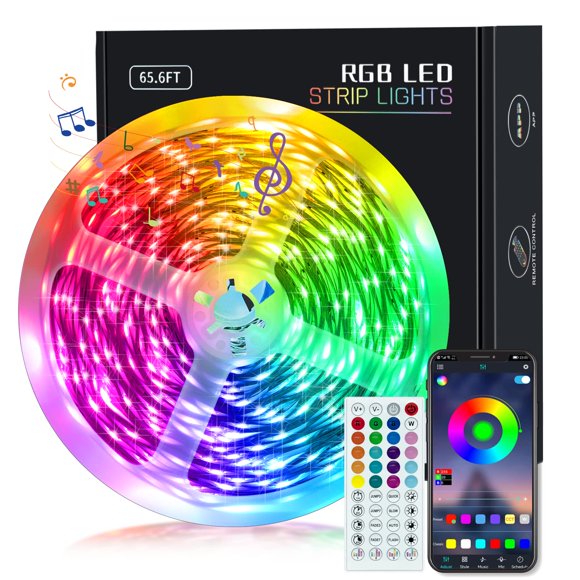 Tira de luces LED KEELIXIN de 20 m con sincronización de música RGB para dormitorio