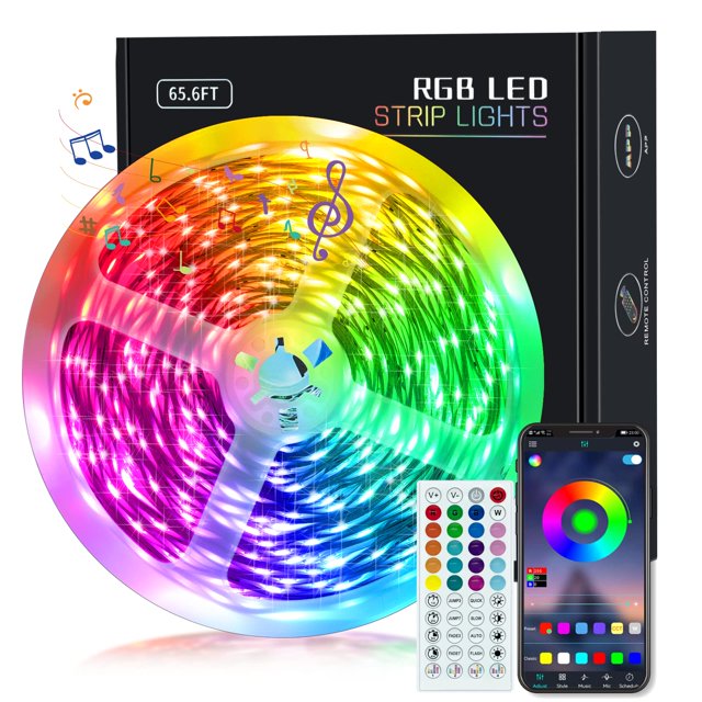 Tira de luces LED KEELIXIN de 20 m con sincronización de música RGB para dormitorio
