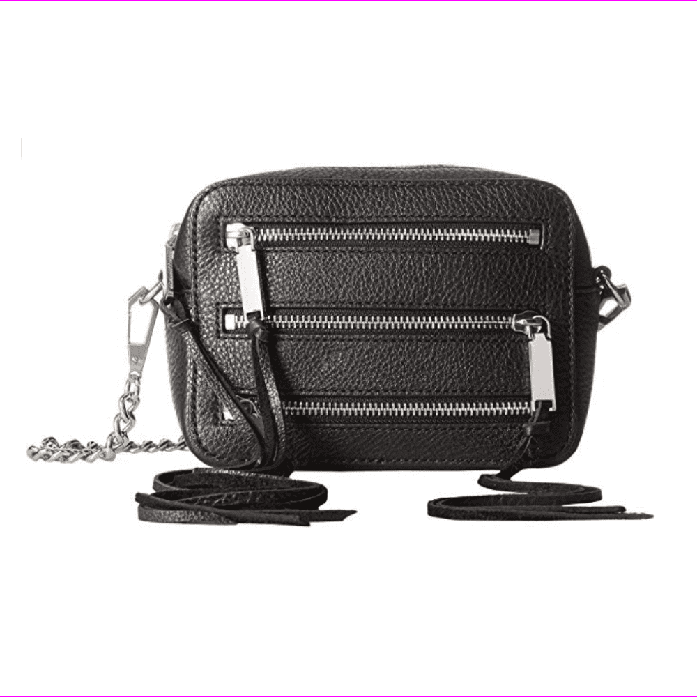 Rebecca Minkoff HF36EMOX66 4 Zip Moto Camera Bag Black Leather, MSRP