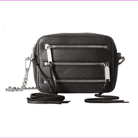 Rebecca Minkoff HF36EMOX66 4 Zip Moto Camera Bag Black Leather, MSRP $250