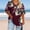 Wine, variant on 4X Women's Plus Size Tops Under $10 V-neck Short Sleeved Solid Summer Base Shirt Sports T-shirt