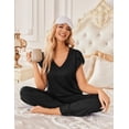 thumbnail image 4 of Ekouaer 2 Pack Womens Pajamas Short Sleeve Sleepwear Top with Pants Super-Soft Printed Lounge Sets, 4 of 7