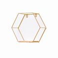 thumbnail image 1 of LNGOOR - Estante flotante hexagonal geométrico decorativo dorado, multiusos, de alambre metálico, para pared, decoración colgante para dormitorio, sala de estar, cocina y oficina., 1 of 6