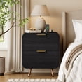 thumbnail image 2 of LGHM Set of 2 Nightstands with Charging Station, 2-Drawer Bedside Tables with USB & Type-C Ports, Mid-Century Modern End Tables for Bedroom, Black, 2 of 13