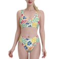 thumbnail image 2 of Picia Cartoon Flowers Women's High Waisted Bikini Scoop Neck Swimsuit Two Pieces Bathing Suit-Large, 2 of 8