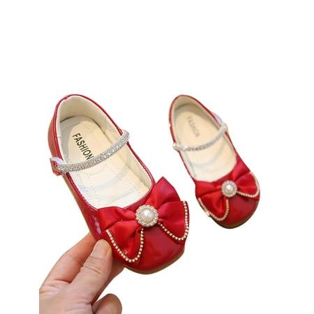 

Rotosw Girl s Flats Princess Flat Shoes Magic Tape Mary Jane Round Toe Comfort Dress Shoe Daily Breathable Loafers Red 2.5Y
