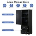 thumbnail image 3 of 61.4" Tall Bathroom Storage Cabinet, Freestanding Storage Cabinet with Two Drawers and Adjustable Shelves, Bathroom Storage Cabinet with Spherical Legs, Black, 3 of 9