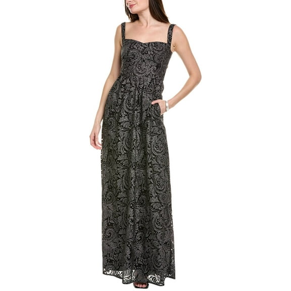 SALONI womens  Aura Embroidered Tulle Gown, UK12/US 8, Black