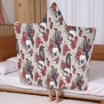 thumbnail image 5 of Beige Skull Crow Flower Pattern Hooded Bath Towel，60"x35" for Ages 3 To 12 Kids, Quick Dry Lightweight Soft Microfiber Hood Beach Towel Cover Up for Kids, 5 of 7