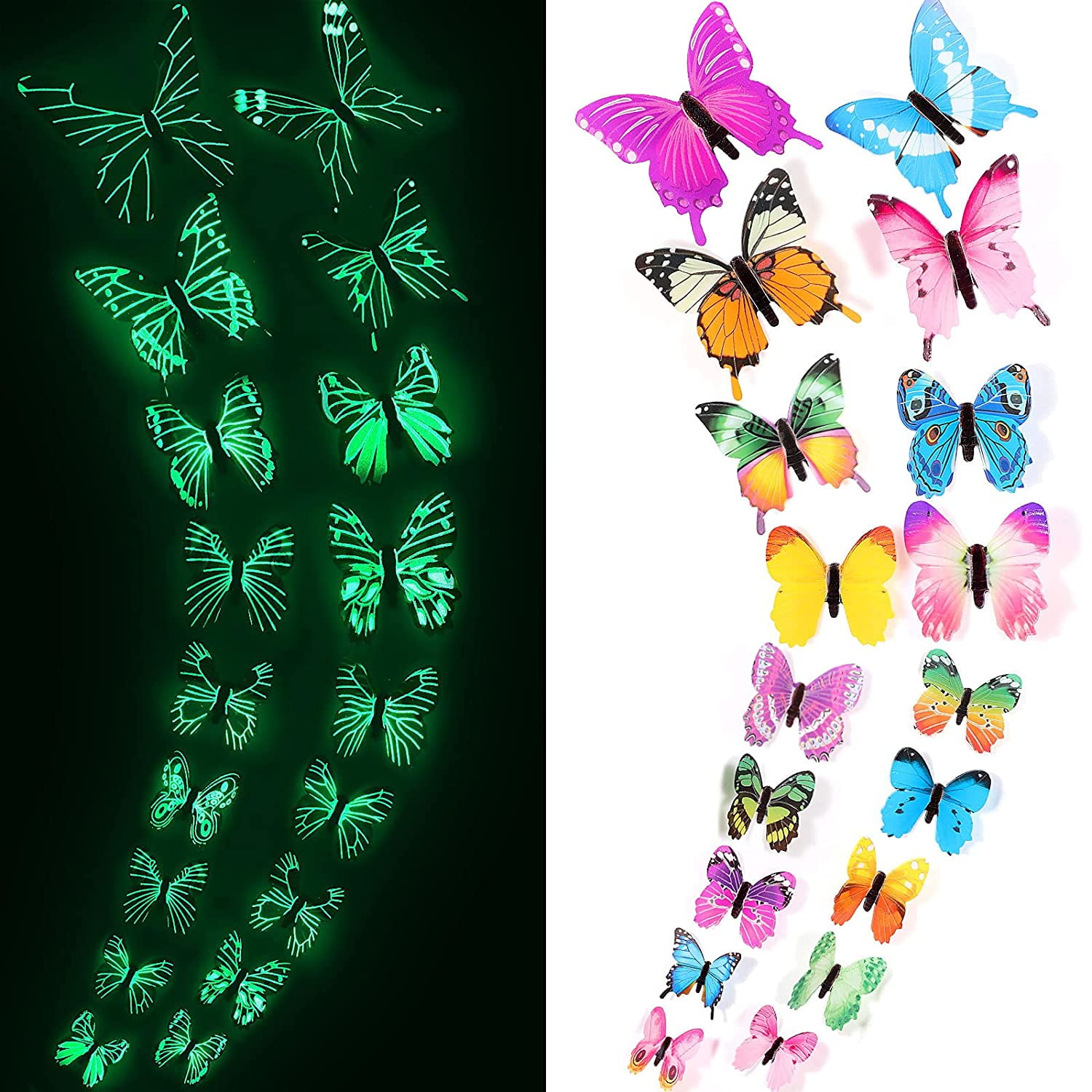 120 Pieces Butterfly Decals Glow Butterfly Stickers 3D Butterfly Sticker for Ceiling or Wall Decor Luminous 3D Butterfly Wall Sticker for Wall Decor Home Art Kids Room Bedroom Decor (Blue Light) | 120 Pieces Butterfly Decals Glow Butterfly Stickers 3D Butterfly Sticker for Ceiling or Wall Decor Luminous 3D Butterfly Wall Sticker for Wall Decor Home Art Kids Room Bedroom Decor (Blue Light) |