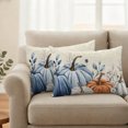 thumbnail image 2 of Orange Blue Pumpkins Fall Outdoor Pillow Covers 20"x12" Set of 2,Waterproof Throw Pillow Covers for Patio Furniture,Thanksgiving Vintage Botanical Decorative Cushion Pillowcases for Garden Couch Sofa, 2 of 9