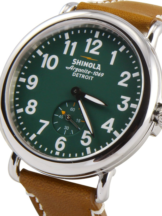Shinola The Runwell Green Dial Maple Leather Unisex Watch S0100026 