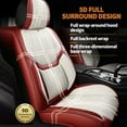 thumbnail image 4 of Maidao Car Seat Covers Full Set for Buick for Lucerne 2006-2011 5 Seats Leather Compatible Airbag Water Resistant Front Rear Cushion Protector White and Wine Red, 4 of 8