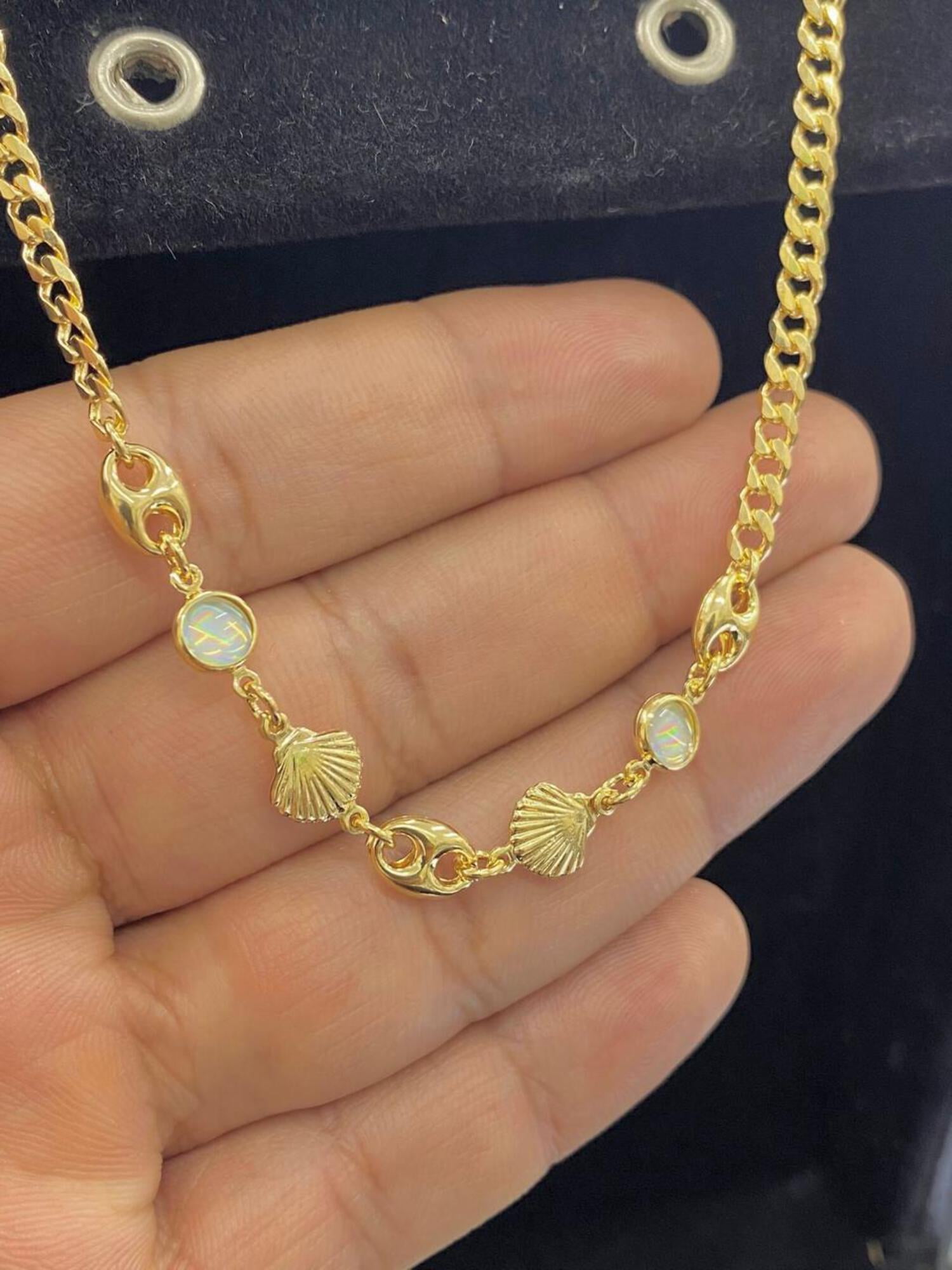 Sea Charms Anklet Bracelet 10" For Womens 14K Gold Filled Foot Bracelet Tobillera Anchor