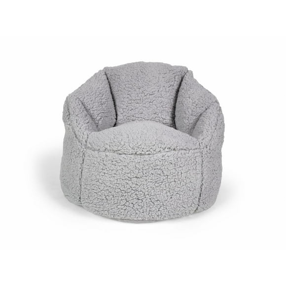 Lounge & Co Sherpa Grey Bean Filled Chair, 18"x 18" x 20"