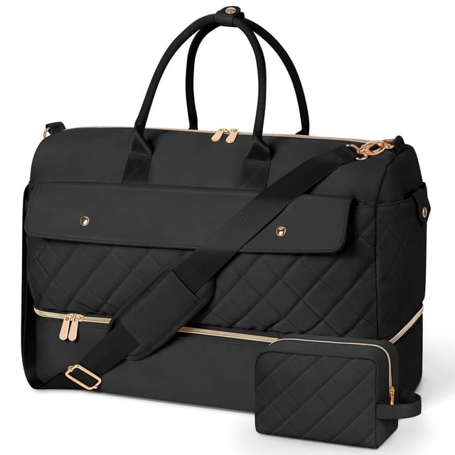 Weekender Bag Wedama para mujer, bolsa de viaje grande, color negro