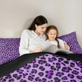 thumbnail image 4 of Manfei Cheetah Pattern 7-Piece Bedding Comforter Set,Jungle Leopard King Bedding Sets,Purple Black Bed Sheets For Girls Kids,Luxury Bedroom Decor Reversible, 4 of 8