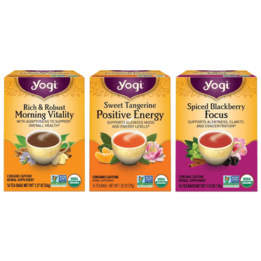 Yogi Tea, Rise and Energize Variety Pack Sampler, Black Tea Bags, 3 Boxes of 16