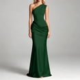 thumbnail image 2 of XIAOCHA Summer Glam Maxi Dress for Women One Shoulder Ruched Waist Solid Satin Formal Party Gown, 2 of 5