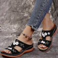 thumbnail image 2 of Leather Flower Embroidered Vintage Casual Soft Footbed Orthopedic Arch-support Sandals, 2 of 5
